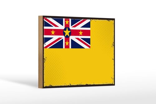Holzschild Flagge Niues 18x12 cm Retro Flag of Niue Dekoration