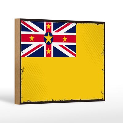Holzschild Flagge Niues 18x12 cm Retro Flag of Niue Dekoration