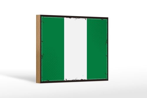 Holzschild Flagge Nigerias 18x12 cm Retro Flag of Nigeria Dekoration