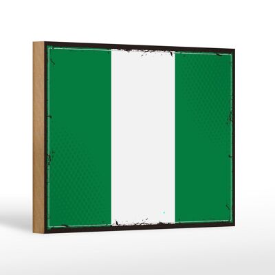 Cartel de madera Bandera de Nigeria 18x12 cm Bandera Retro de Nigeria Decoración
