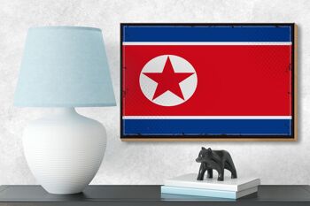Panneau en bois drapeau de la Corée du Nord 18x12 cm décoration rétro Corée du Nord 3