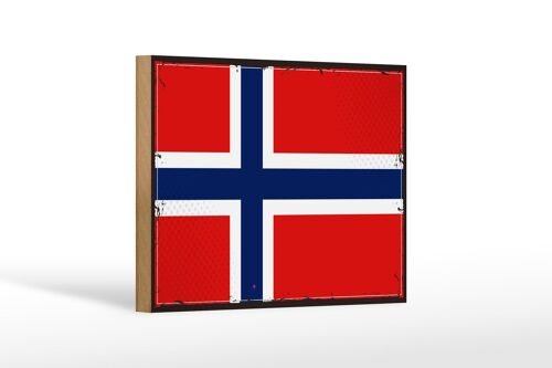 Holzschild Flagge Norwegens 18x12 cm Retro Flag Norway Dekoration