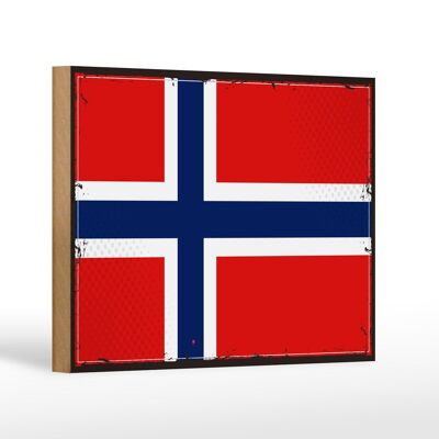 Letrero de madera Bandera de Noruega 18x12 cm Bandera Retro Decoración de Noruega