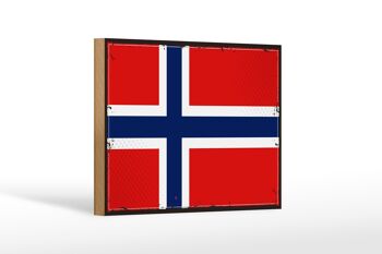 Panneau en bois drapeau de la Norvège 18x12 cm, drapeau rétro, décoration de la Norvège 1