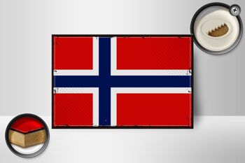 Panneau en bois drapeau de la Norvège 18x12 cm, drapeau rétro, décoration de la Norvège 2