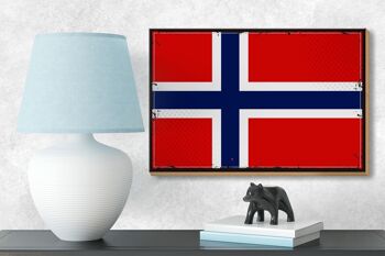Panneau en bois drapeau de la Norvège 18x12 cm, drapeau rétro, décoration de la Norvège 3