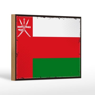 Cartello in legno bandiera dell'Oman 18x12 cm Decorazione bandiera retrò dell'Oman