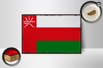 Panneau en bois drapeau d'Oman 18x12 cm Décoration rétro drapeau d'Oman 2