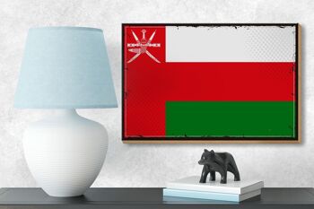 Panneau en bois drapeau d'Oman 18x12 cm Décoration rétro drapeau d'Oman 3