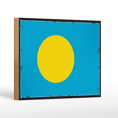 Holzschild Flagge Palaus 18x12 cm Retro Flag of Palau Dekoration