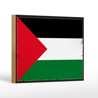 Letrero de madera Bandera de Palestina 18x12 cm Bandera Retro Decoración de Palestina