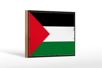 Panneau en bois drapeau de la Palestine 18x12 cm, drapeau rétro, décoration de la Palestine 1