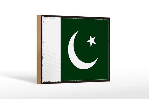 Holzschild Flagge Pakistans 18x12cm Retro Flag of Pakistan Dekoration
