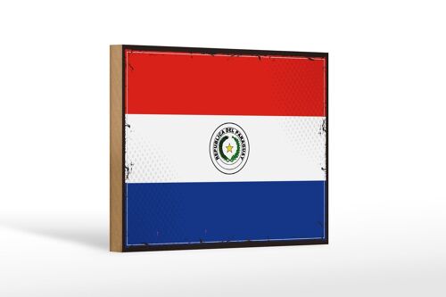 Holzschild Flagge Paraguays 18x12cm Retro Flag of Paraguay Dekoration