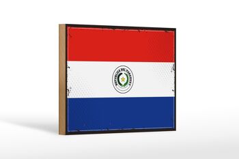 Panneau en bois drapeau du Paraguay 18x12cm, drapeau rétro du Paraguay, décoration 1