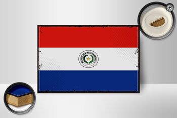 Panneau en bois drapeau du Paraguay 18x12cm, drapeau rétro du Paraguay, décoration 2