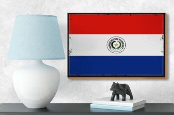 Panneau en bois drapeau du Paraguay 18x12cm, drapeau rétro du Paraguay, décoration 3