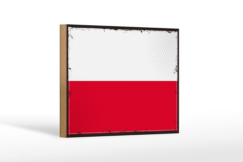 Holzschild Flagge Polens 18x12 cm Retro Flag of Poland Dekoration