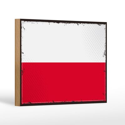 Letrero de madera bandera de Polonia 18x12 cm Decoración Retro Bandera de Polonia