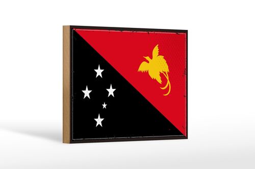 Holzschild Flagge Papua-Neuguinea 18x12cm Retro New Guinea Dekoration