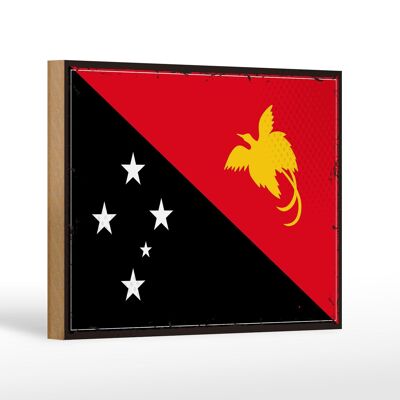 Cartello in legno bandiera Papua Nuova Guinea 18x12 cm Decorazione retrò Nuova Guinea