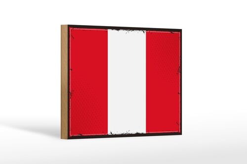 Holzschild Flagge Perus 18x12 cm Retro Flag of Peru Dekoration