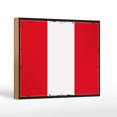 Letrero de madera Bandera del Perú 18x12 cm Decoración Retro Bandera del Perú