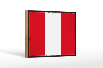 Panneau en bois drapeau du Pérou 18x12 cm Décoration rétro drapeau du Pérou 1