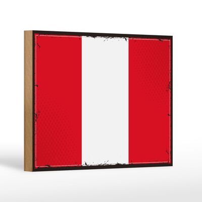 Holzschild Flagge Perus 18x12 cm Retro Flag of Peru Dekoration