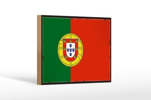 Holzschild Flagge Portugals 18x12cm Retro Flag of Portugal Dekoration