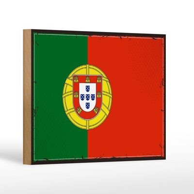 Panneau en bois drapeau du Portugal 18x12cm, drapeau rétro du Portugal, décoration