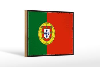 Panneau en bois drapeau du Portugal 18x12cm, drapeau rétro du Portugal, décoration 1