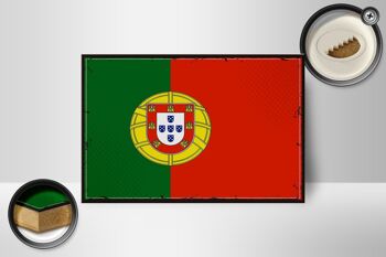 Panneau en bois drapeau du Portugal 18x12cm, drapeau rétro du Portugal, décoration 2