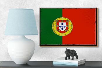 Panneau en bois drapeau du Portugal 18x12cm, drapeau rétro du Portugal, décoration 3