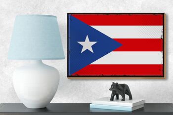 Panneau en bois drapeau de Porto Rico 18x12 cm décoration rétro Porto Rico 3