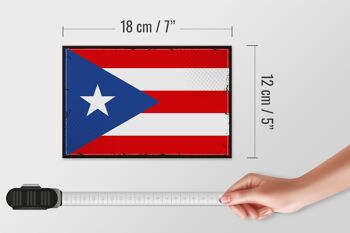 Panneau en bois drapeau de Porto Rico 18x12 cm décoration rétro Porto Rico 4