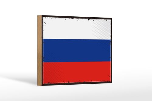 Holzschild Flagge Russlands 18x12 cm Retro Flag of Russia Dekoration