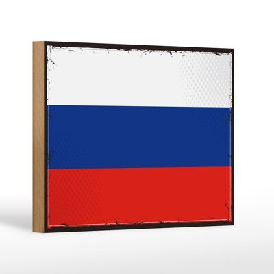 Cartel de madera Bandera de Rusia 18x12 cm Bandera Retro de Rusia Decoración
