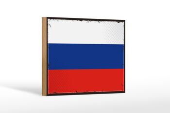 Panneau en bois drapeau de la Russie 18x12 cm, drapeau rétro de la Russie, décoration 1