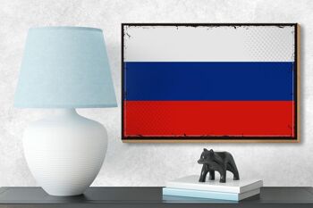 Panneau en bois drapeau de la Russie 18x12 cm, drapeau rétro de la Russie, décoration 3