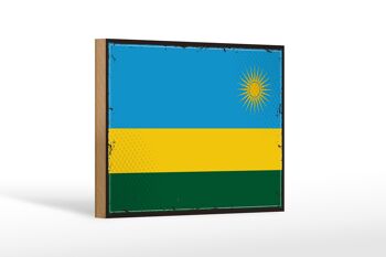 Panneau en bois drapeau du Rwanda 18x12 cm, drapeau rétro du Rwanda, décoration 1