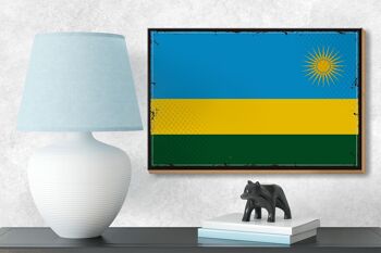 Panneau en bois drapeau du Rwanda 18x12 cm, drapeau rétro du Rwanda, décoration 3