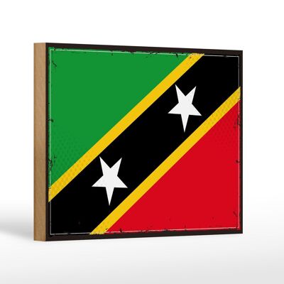 Cartello in legno bandiera S. Decorazione bandiera retrò di Kitts e Nevis 18x12 cm