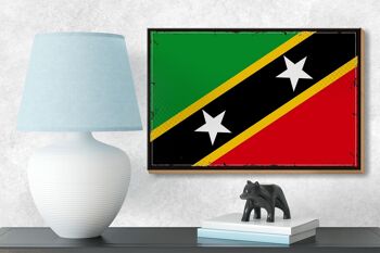Panneau en bois drapeau St. Kitts et Nevis 18x12 cm Décoration de drapeau rétro 3
