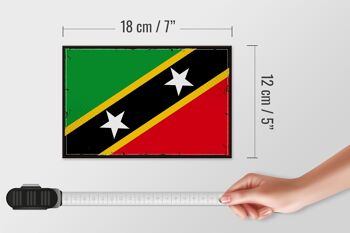 Panneau en bois drapeau St. Kitts et Nevis 18x12 cm Décoration de drapeau rétro 4