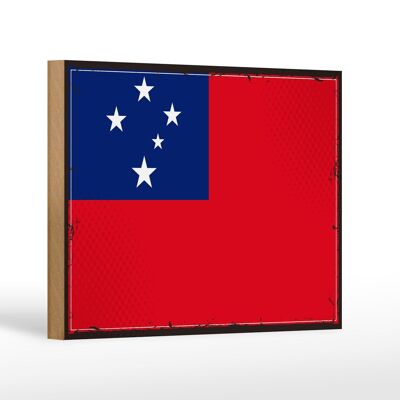 Cartello in legno bandiera di Samoa 18x12 cm Decorazione bandiera retrò di Samoa