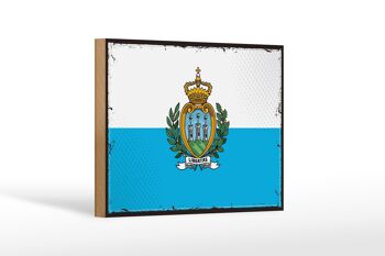 Panneau en bois drapeau de Saint-Marin 18x12 cm décoration rétro Saint-Marin 1