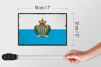 Panneau en bois drapeau de Saint-Marin 18x12 cm décoration rétro Saint-Marin 4