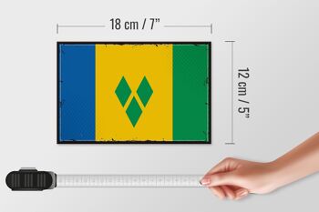Panneau en bois drapeau Saint Vincent Grenadines 18x12 cm décoration rétro 4
