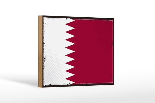 Holzschild Flagge Katars 18x12 cm Retro Flag of Qatar Dekoration
